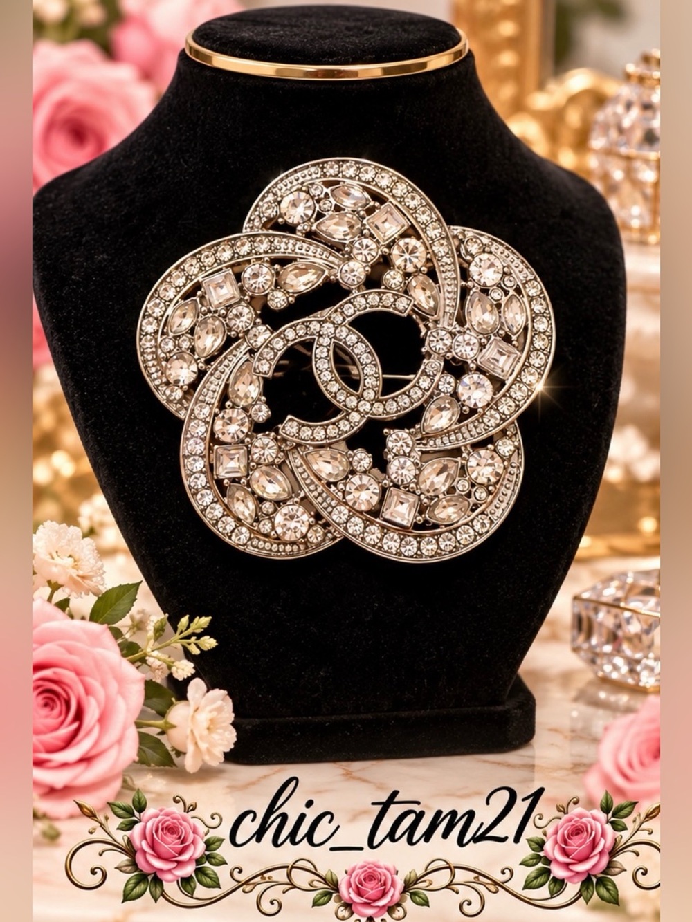Crystal Camellia Lux Brooch